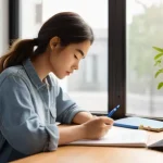 영상콘텐츠 제작 워크플로우 관리법 - **Prompt:** A young female content creator, dressed in a comfortable yet stylish long-sleeved top an...