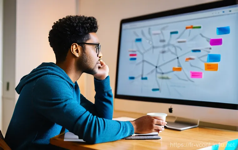 영상콘텐츠 전문가를 위한 생산성 향상 도구 - **Prompt:** A young, diverse individual, aged 20-30, is deeply engrossed in a creative brainstorming...